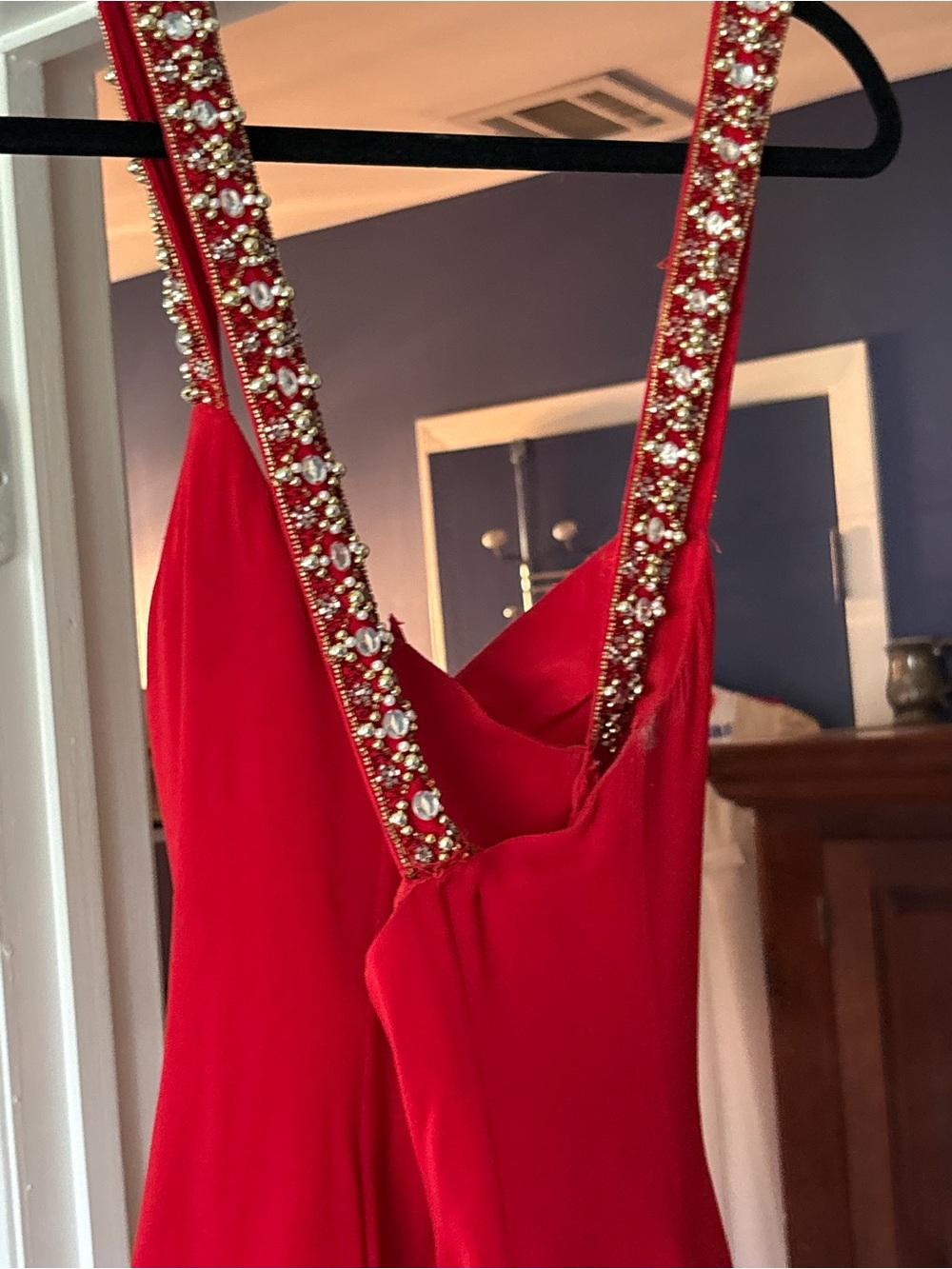 Niteline Red Satin Dress with Gold Accent